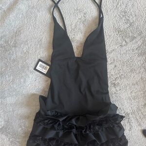 White Fox Boutique Black Ruffled Romper